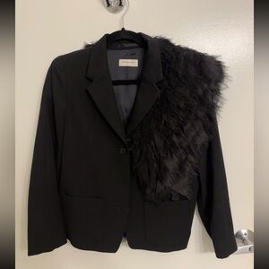 Rare- DRIES VAN NOTEN Women’s Feather Embellished Black Blazer